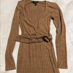 Brown fitted dress, long sleeve, Forever 22, Size small